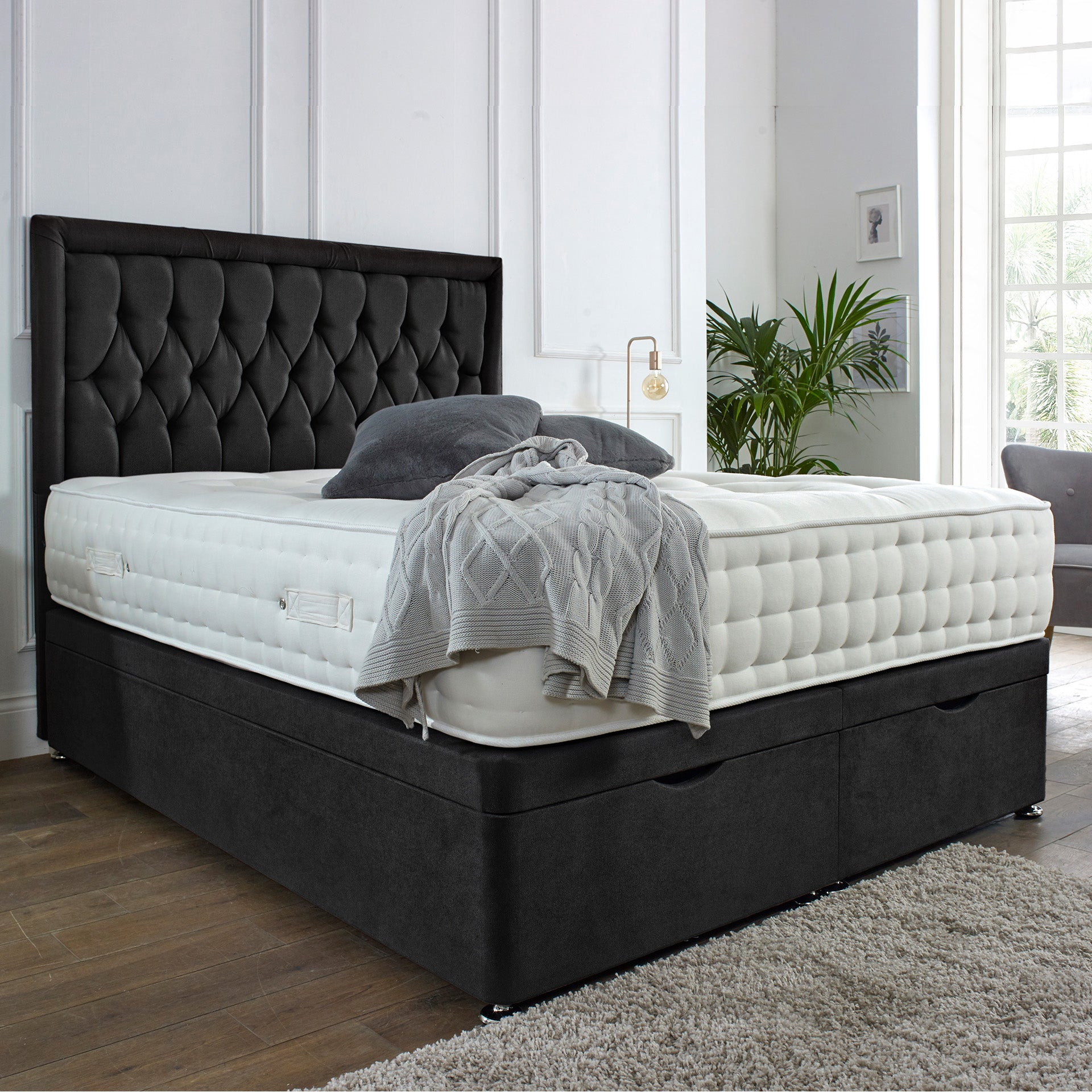 Windsor Ottoman End Lift Storage Divan Bed - Optional Headboard