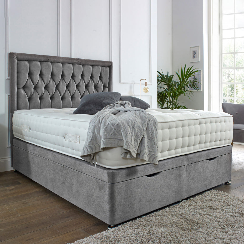 Windsor Ottoman End Lift Storage Divan Bed - Optional Headboard